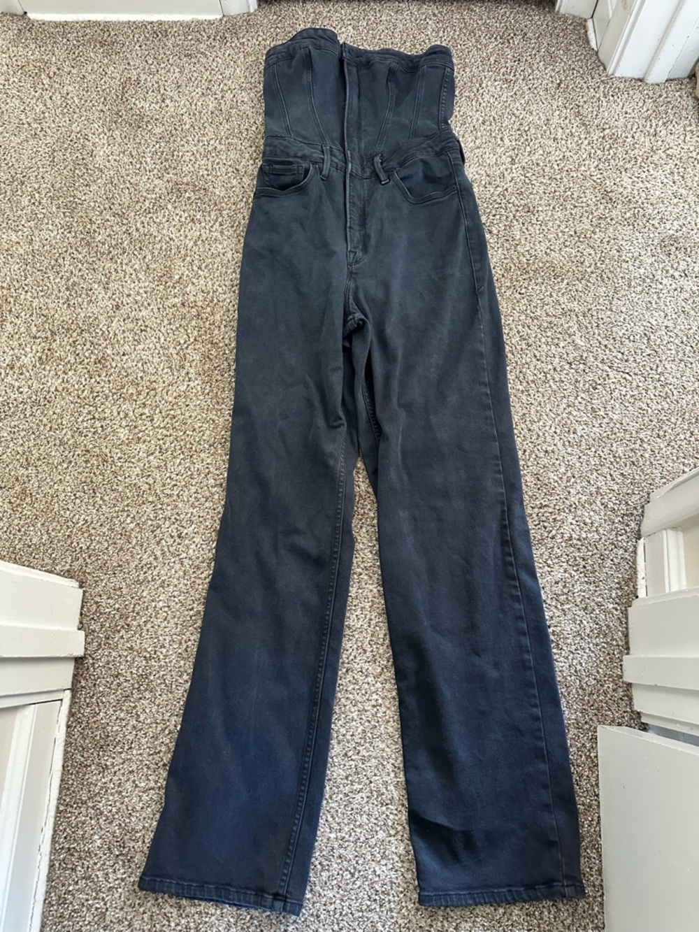 Good American Black Denim Tube Jumpsuit - Picture 4 of 7
